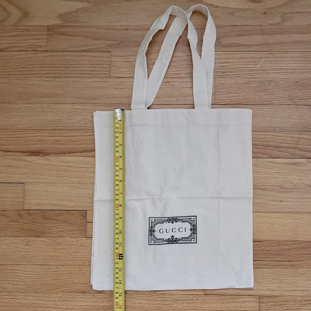 Gucci Cotton Eco Canvas Cotton Reusable Tan Tote Bag Logo Front